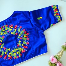 Neel Royal Blue Floral Embroidered Blouse