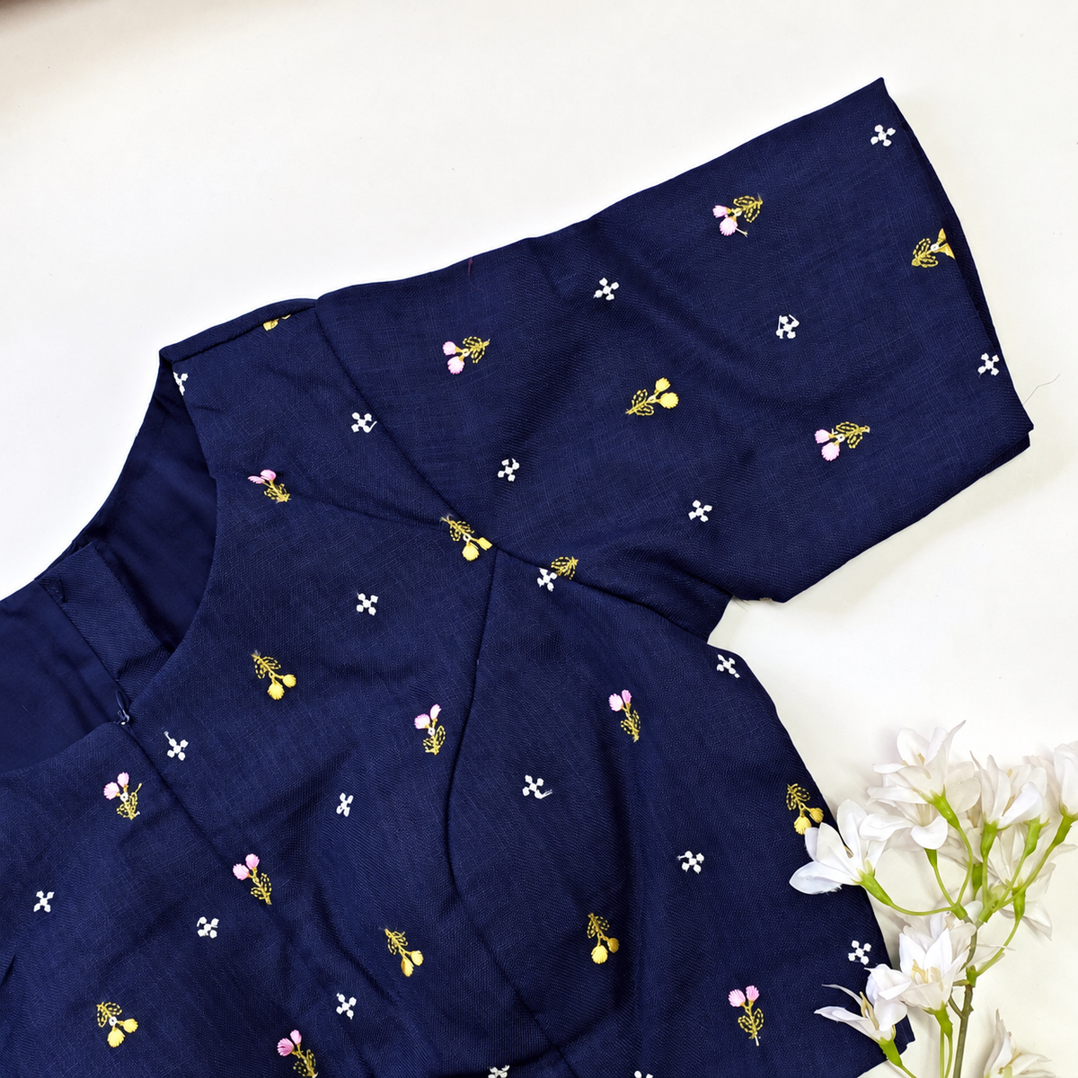 Navy Blue Double Zip Blouse