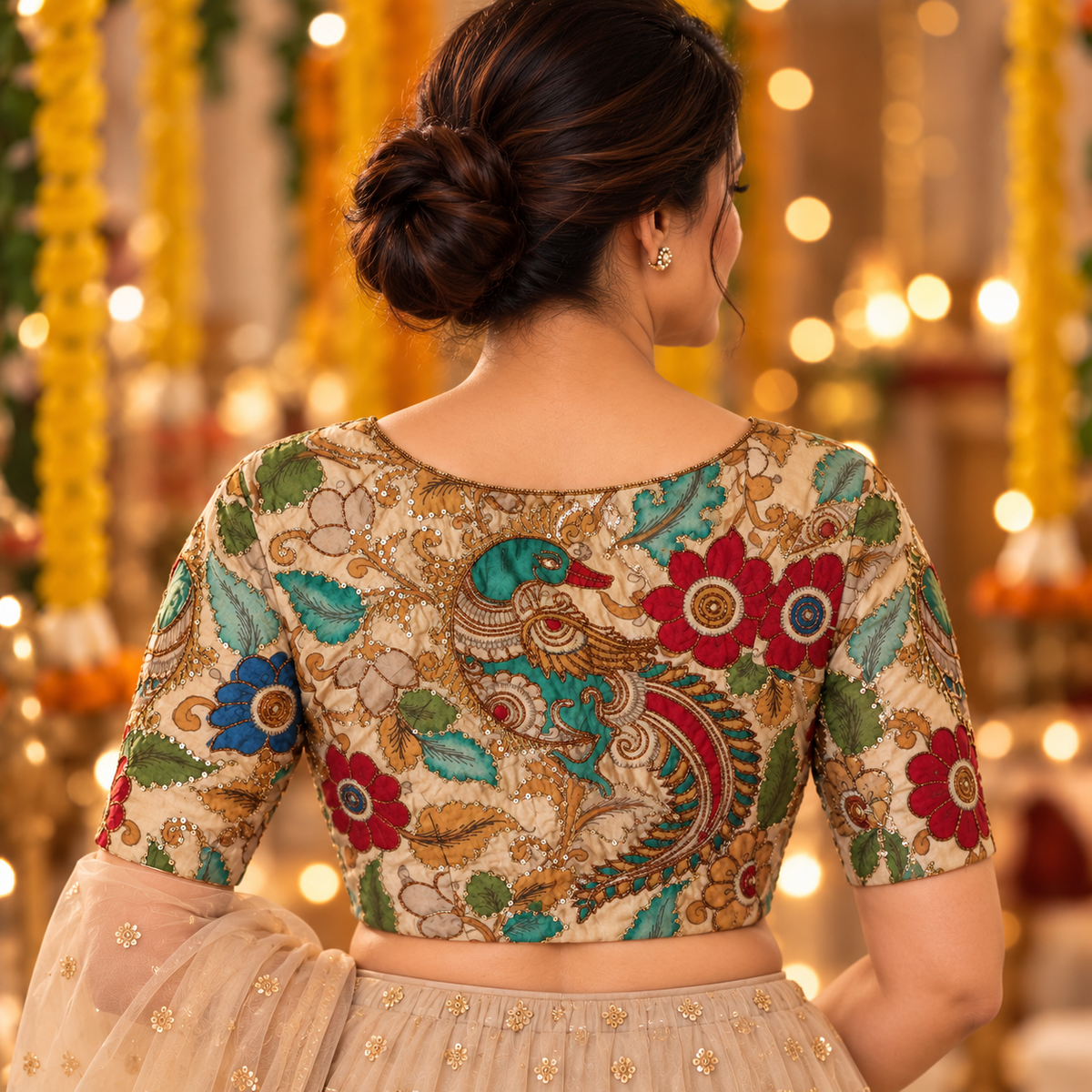 Peacock Pen Kalamkari Blouse