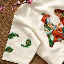 Radha Krishna Hand Painted Off White Silk Blouse