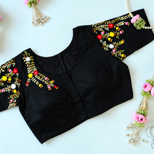 Midnight Flower garden Embroidery Blouse