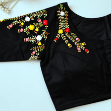 Midnight Flower garden Embroidery Blouse