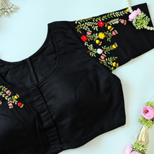 Midnight Flower garden Embroidery Blouse