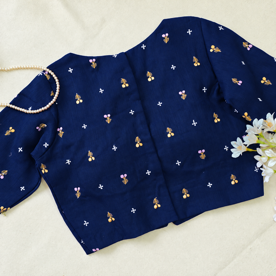 Navy Blue Double Zip Blouse