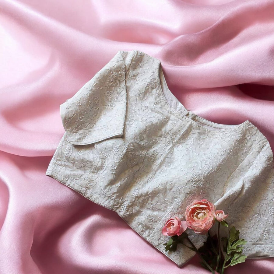 White Chikankari  Blouse