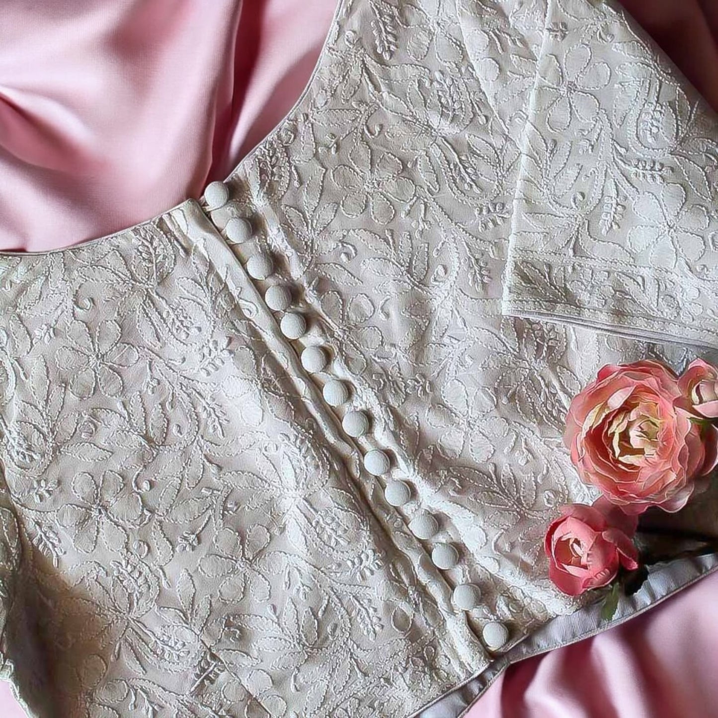 White Chikankari  work Blouse