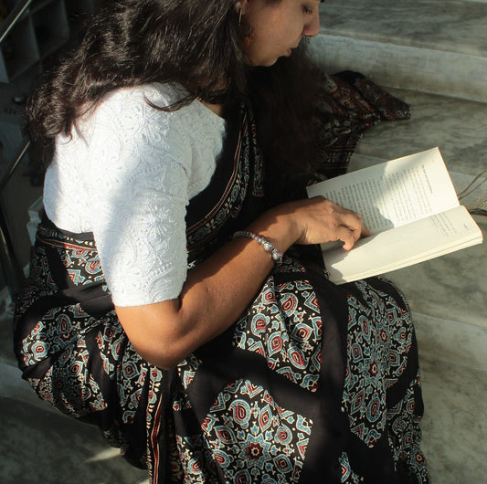 White Chikankari  Beads work Blouse