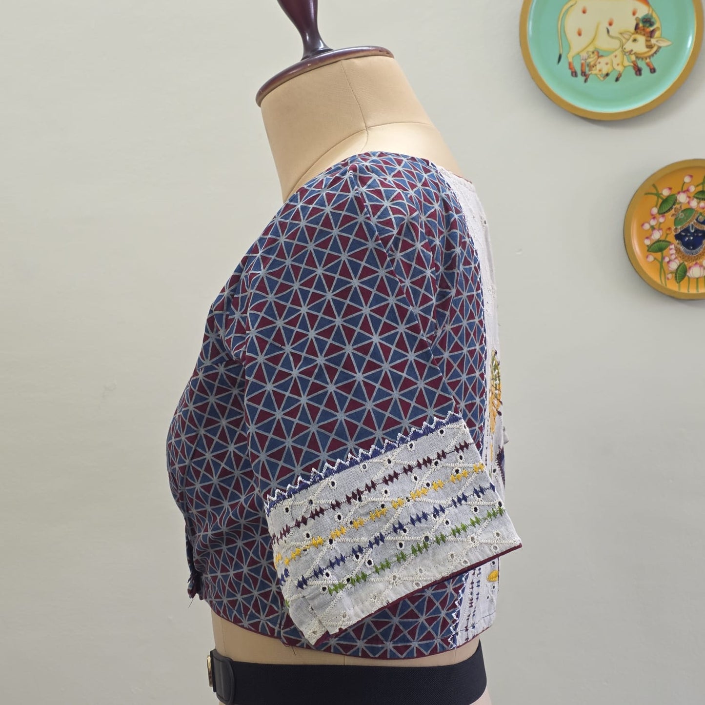 Blue Hakoba Patch Cotton Blouse