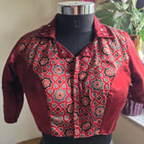 Maroon Ajrakh Mirror Work Blouse