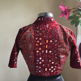 Maroon Ajrakh Mirror Work Blouse