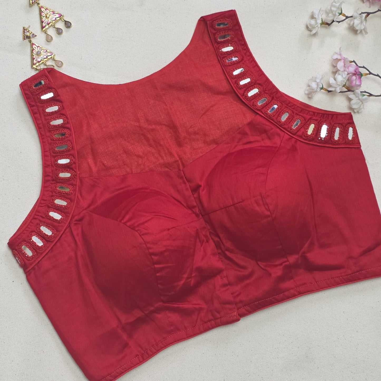 Ras Red Mirror Work 1 Blouse