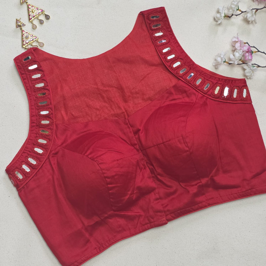 Ras Red Mirror Work 1 Blouse
