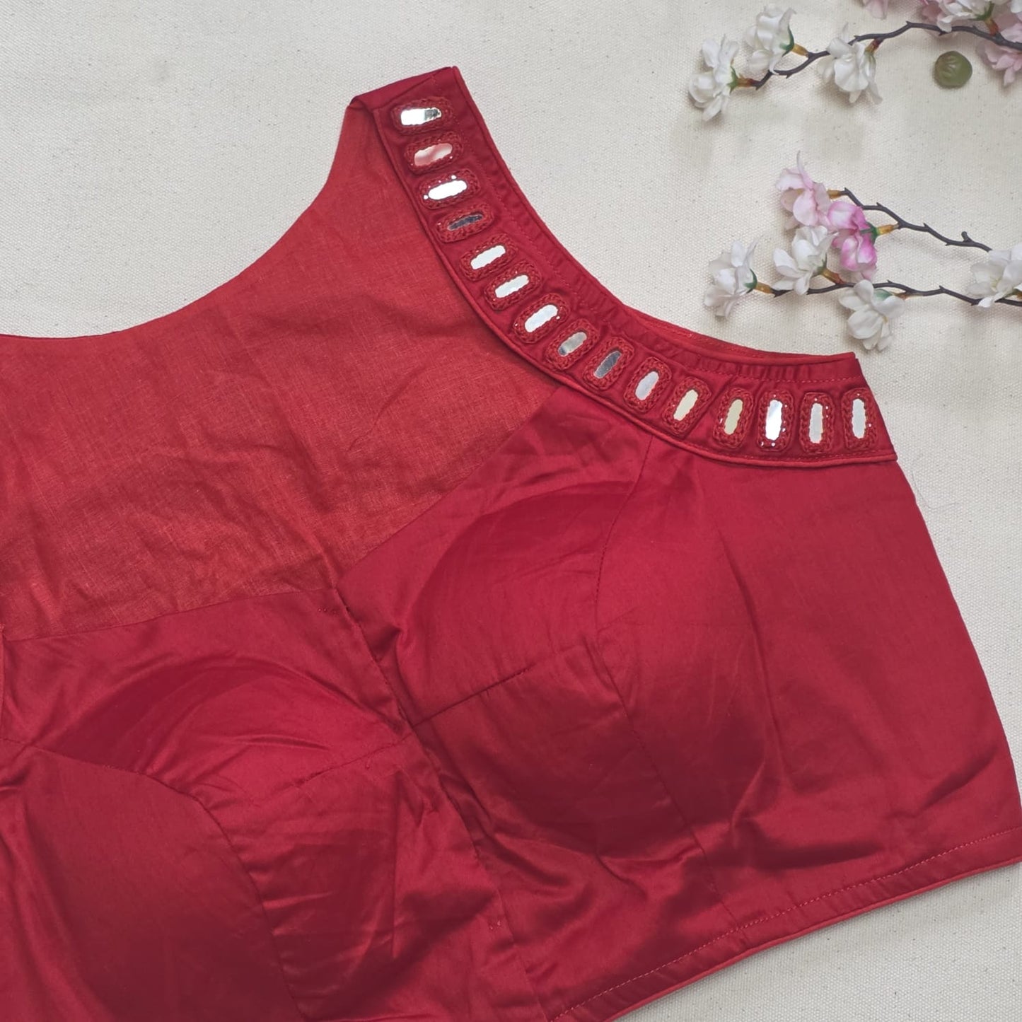 Ras Red Mirror Work 1 Blouse