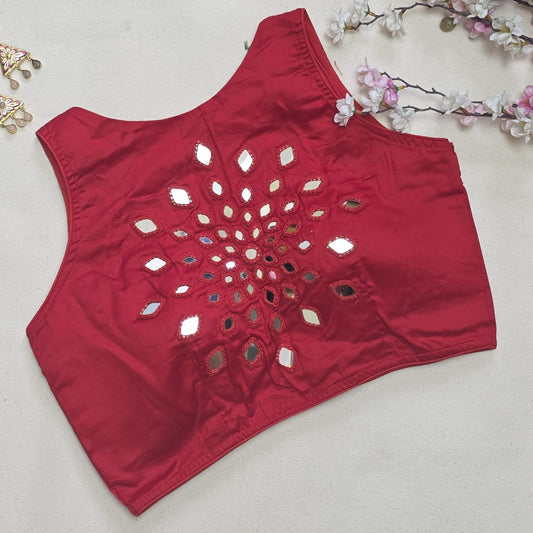 Ras Red Mirror Work 1 Blouse