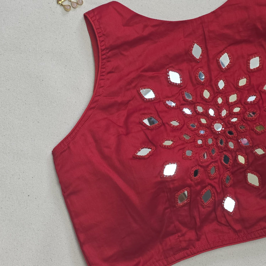 Ras Red Mirror Work 1 Blouse
