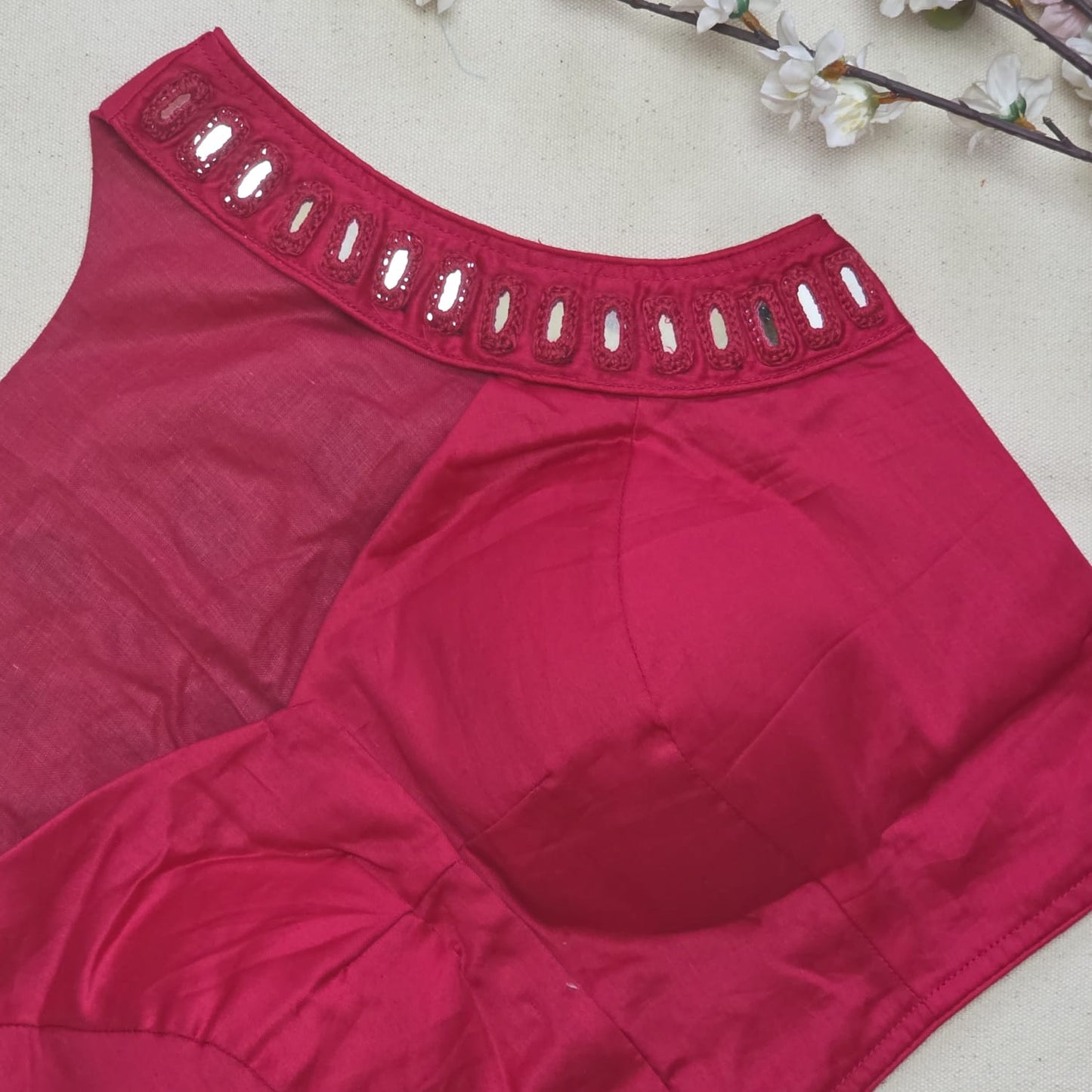 Ras Rani Pink Mirror Work 1 Blouse