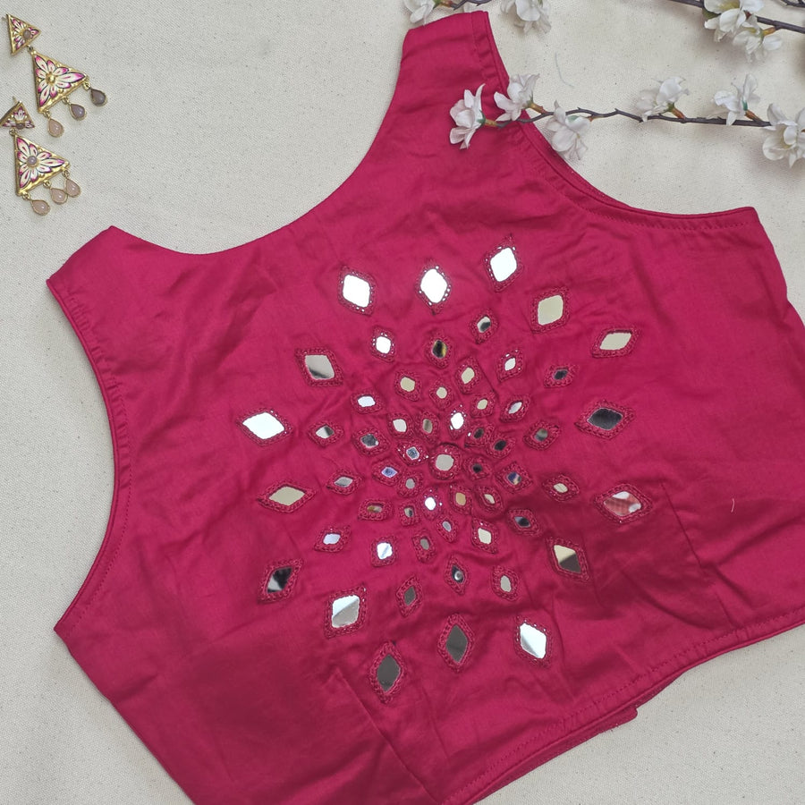 Ras Rani Pink Mirror Work 1 Blouse