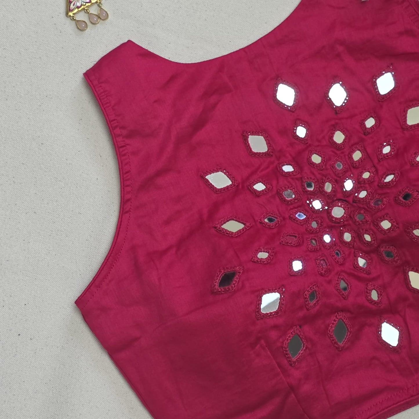 Ras Rani Pink Mirror Work 1 Blouse