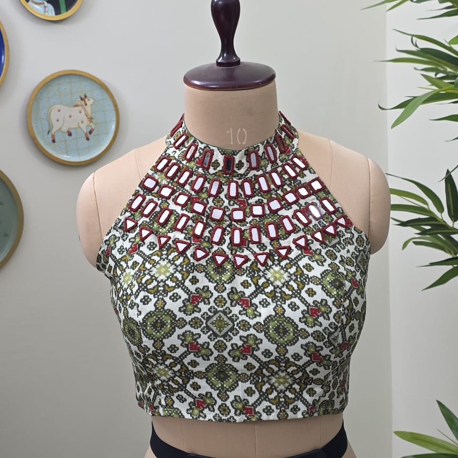 White Mirror Halter Blouse
