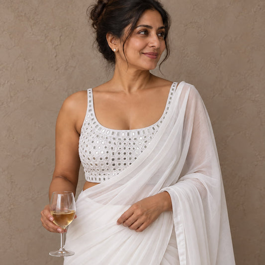 Star Night White Mirror Blouse