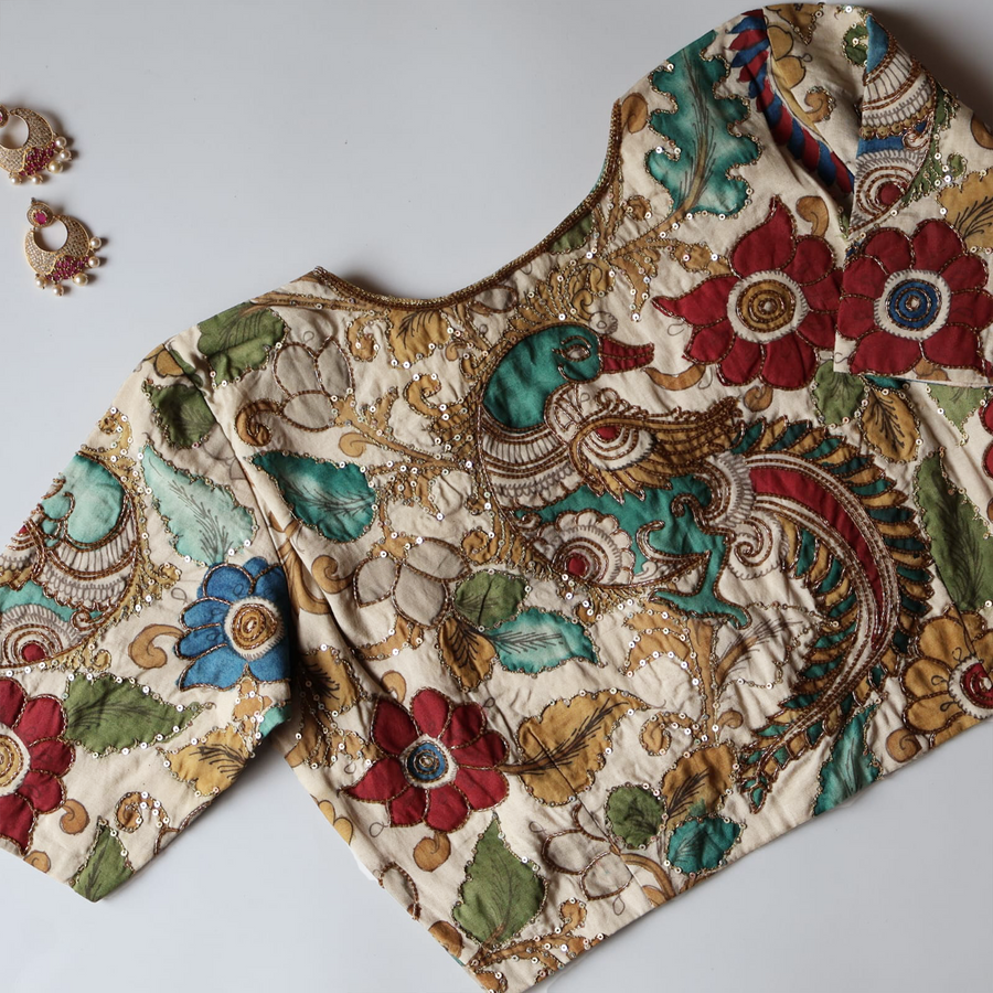 Peacock Pen Kalamkari Blouse