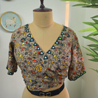 Peach Floral Self Adjustable Blouse with Sleeves